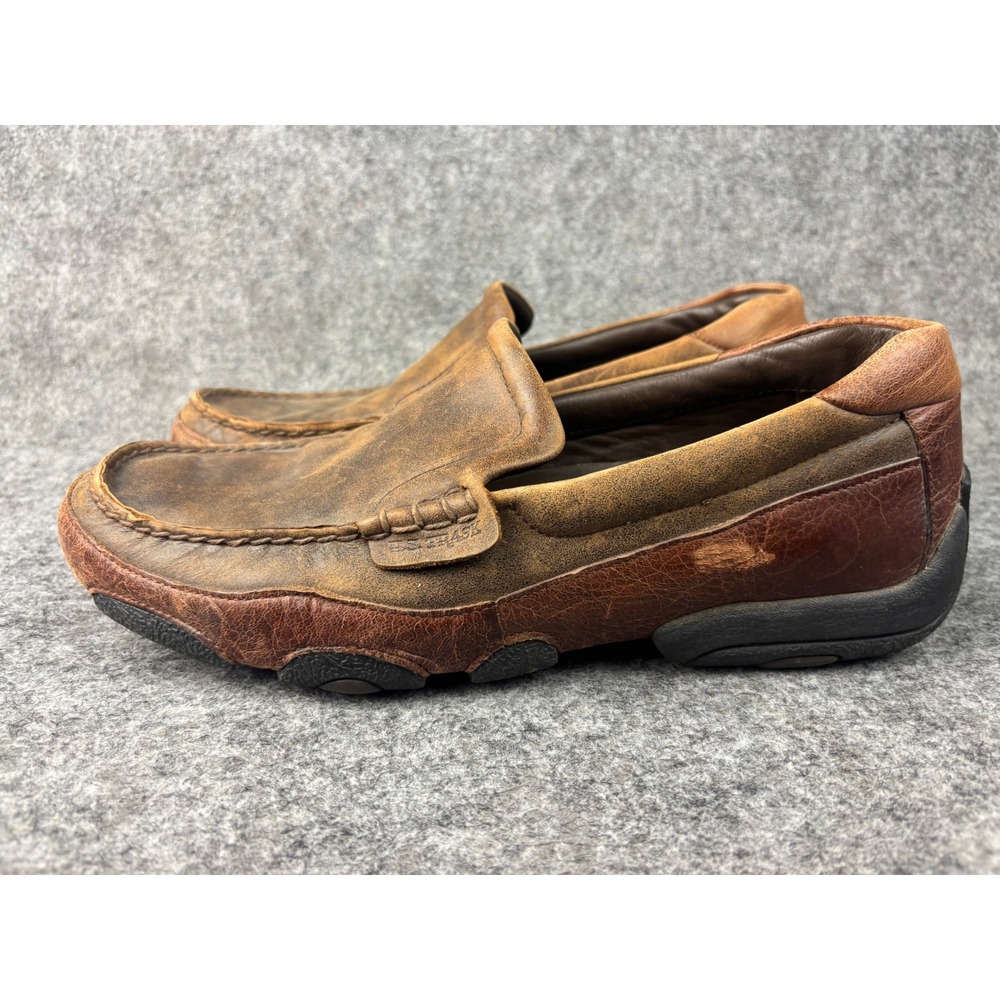 H.S. Trask Safari Loafers Mens 10.5 Brown Bison Leather Moc Toe Slip On H7006